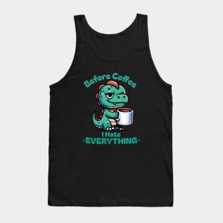 Morning Roar - Tiny Dinosaur with Giant Mug Tank Top